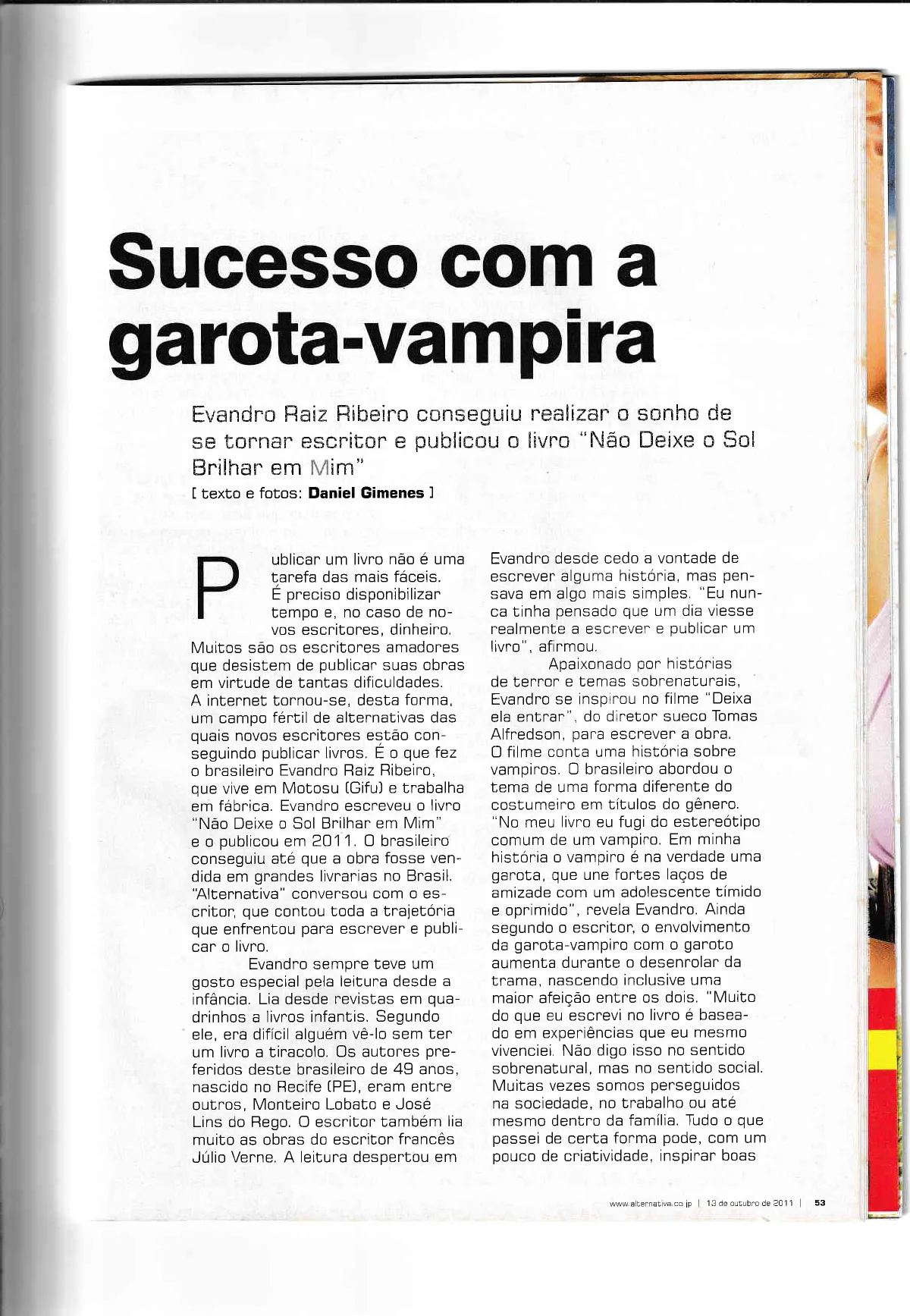 Matéria da revista Alternativa — página 1